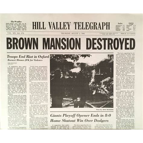 Back To The Future Newspaper Prop Brown Mansion