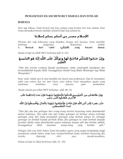 Doc Pengertian Islam Menurut Bahasa Dan Istilah Dokumentips