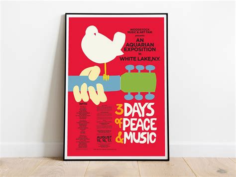 woodstock 1969 printable poster vintage concert poster with etsy vintage concert posters