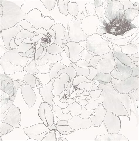 Black And White Floral Print Wallpaper