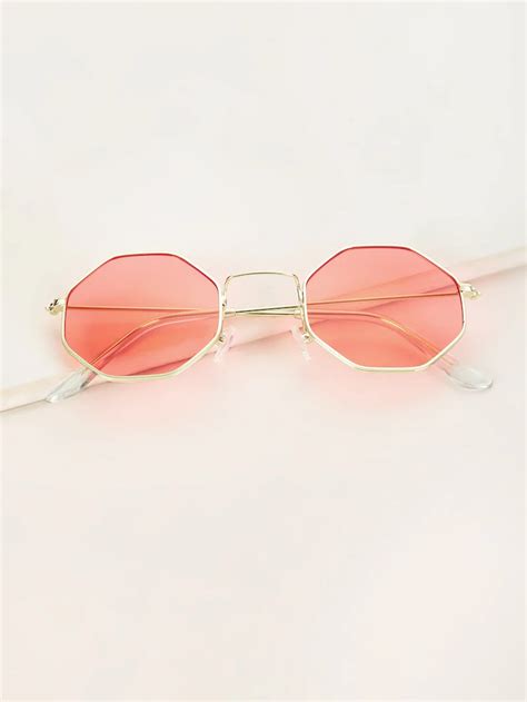 polygon frame tinted lens sunglasses romwe fashion eye glasses glasses fashion stylish glasses