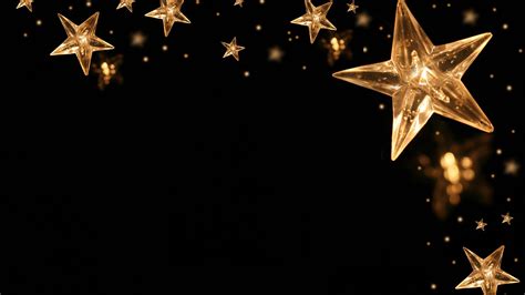Golden Lighting Stars In Black Background Hd Christmas Wallpapers Hd