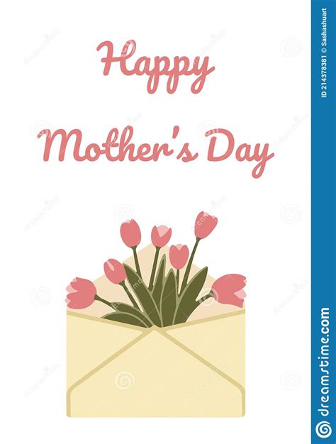 Flowers In An Envelope Postcard With Tulips For Mom Happy Mothers Day