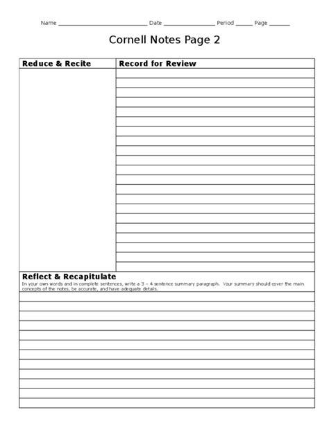 Best Cornell Notes Template Free Download