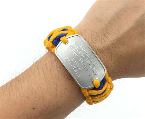 Also known as a survival paracord bracelet, this is a necessity. Military dog tag king cobra paracord bracelet, made in USA, 550lb 7 cord paracord, Blue and ...