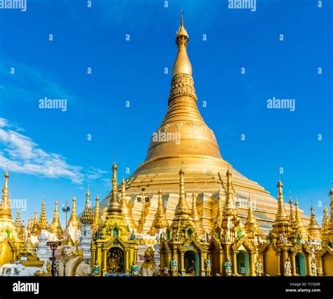 The Golden Stupa Of The Shwedagon Pagoda Yangon Rangoon In Myanmar