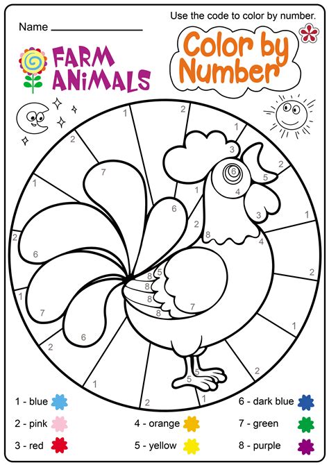 Preschool Worksheets Color By Numbers