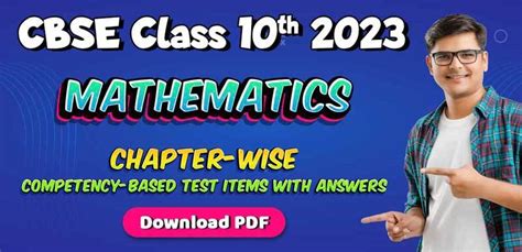 Cbse Class Th Mathematics Chapter Wise Competency Based Test Items With Answers