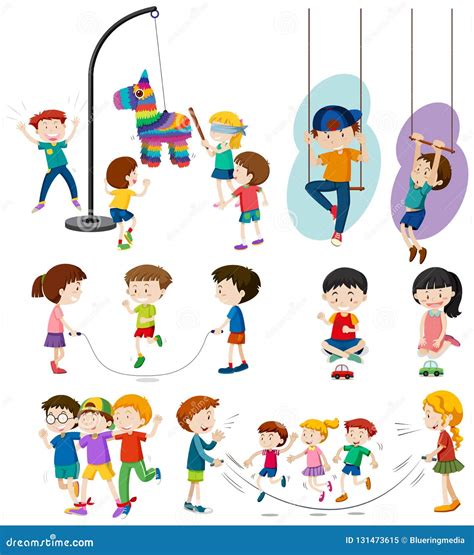 Set Of Children Playing Stock Vector Illustration Of Tail 131473615