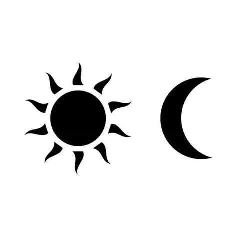 Best Silhouette Of A Sun And Moon Logo Illustrations Royalty Free