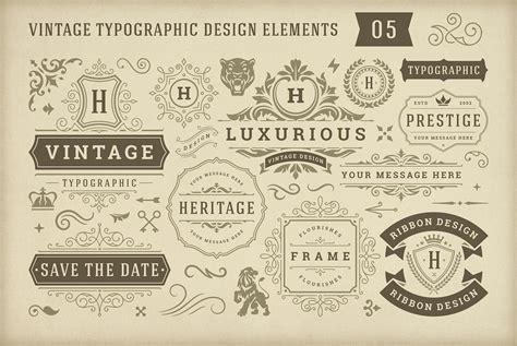 Vintage Typographic Design Elements Graphic Objects ~ Creative Market