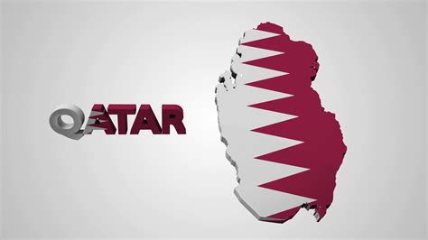 Flag of qatar official colors and proportions, vector image. nice animation of the national Qatar flag in 3d map of ...