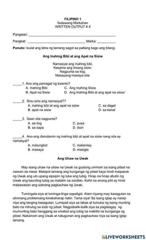 Maikling Kwento Sa Filipino Worksheets Lesson Worksheets Images 30240