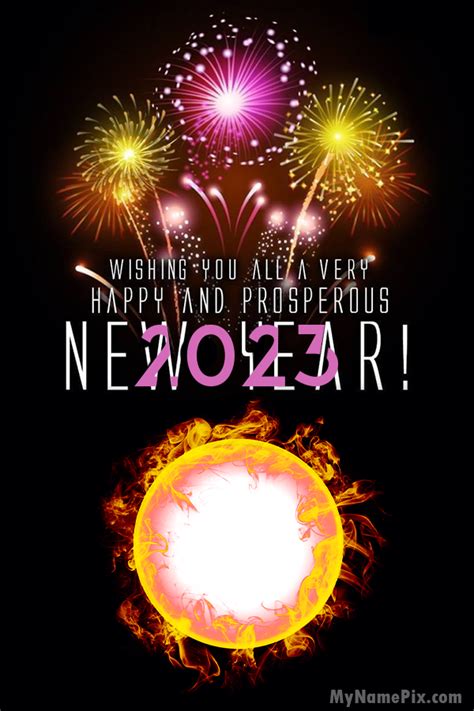 Happy New Year 2023 Fire Frame Wish Card With Picture