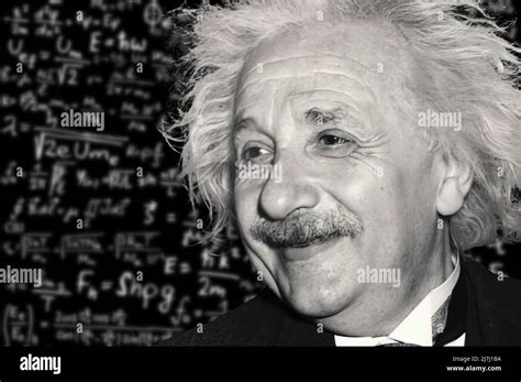 Albert Einstein Against A Background Full Of Mathematical Formulas