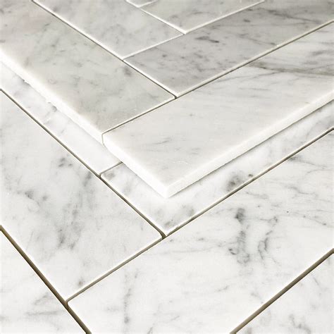Carrara Marble Herringbone Xl Mosaic Natural Stone Tiles 285x293
