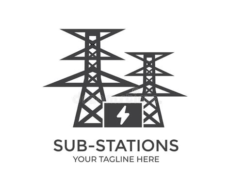 Electric Power Substation Sub Station With Power Lines And