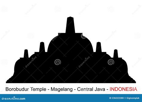 Silhouette Of Borobudur Temple Yogyakarta Cartoon Vector