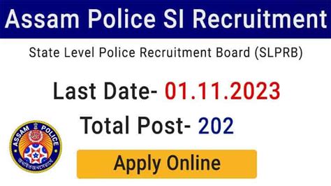 Assam Police Si Recruitment Slprb Sub Inspector