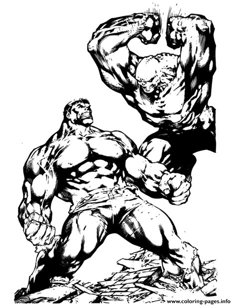 Download or print this amazing coloring page: Incredible Hulk Fighting Coloring Pages Printable