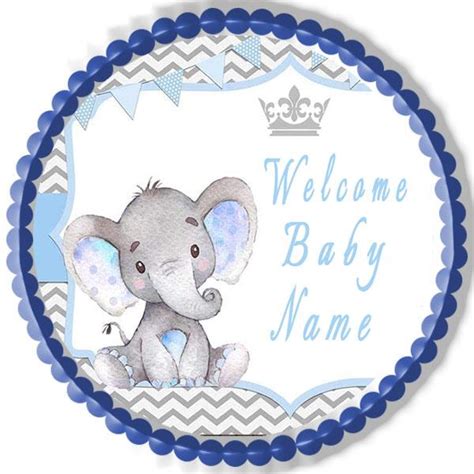 A tray of cupcakes topped with these light blue and white fondant elephant toppers would look adorable at a boy's baby shower. Mocsicka Boy Elephant Baby Shower - Edible Cake Topper, Cupcake Topper - Edible Prints On Cake ...