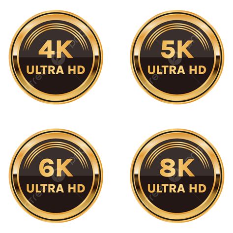 Transparent Golden Ultra Hd Video Resolution Icon Logo Set 4k Ultra Hd