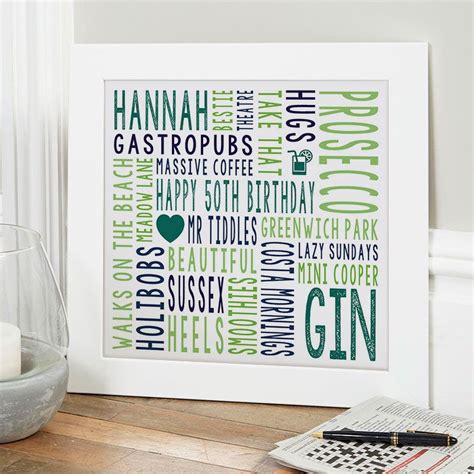 Best birthday gifts for girls or special lady in your life. Personalised 50th Birthday Word Art Gifts For Her ...