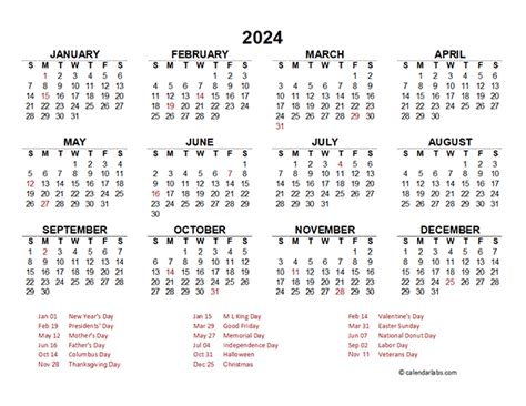 2024 Yearly Calendar On A 6×7 Page Dyana Goldina
