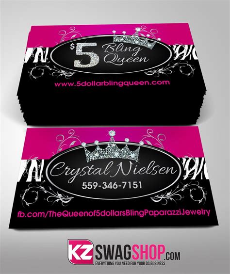 Jewelry and accessories $5 dollar business cards provide contact information in a convenient, standardized size. $5 Bling Jewelry Business Cards Style 6 - KZ Swag Shop