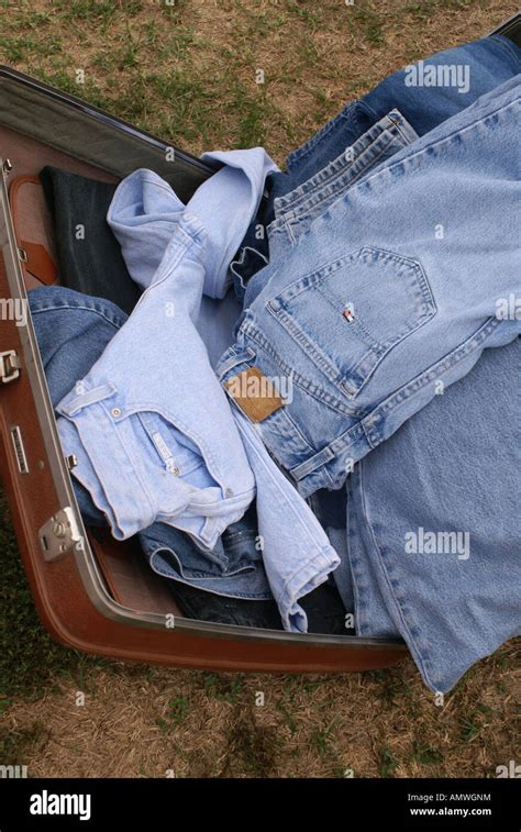 Suitcase Bluejeans Messy High Resolution Stock Photography And Images