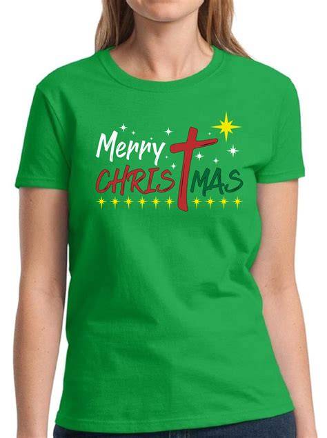 Merry Christmas Shirt Jesus Holiday Cross Religious T Jesus Women T