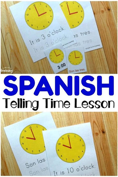 Teach Children How To Tell Time To The Hour In Spanish With These