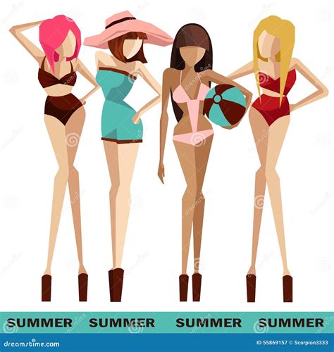 Beach Girls In Bikinis Stock Illustration Illustration Of Advertising My Xxx Hot Girl