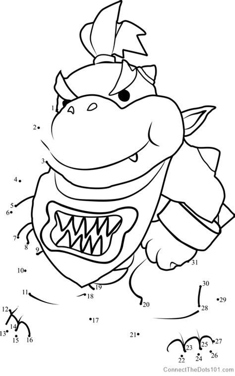 Bowser Jr From Super Mario Dot To Dot Printable Worksheet The Dots Coloring Home