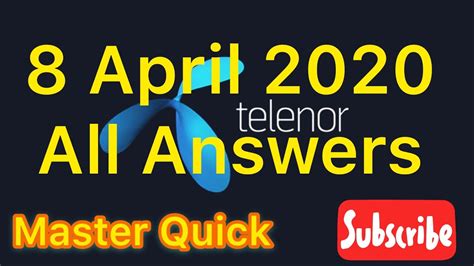 8 April 2020 All Answers Of My Telenor App My Telenor App Question