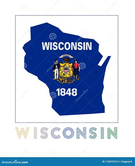 Wisconsin Logo Map Of Wisconsin With Us State Stock Vector