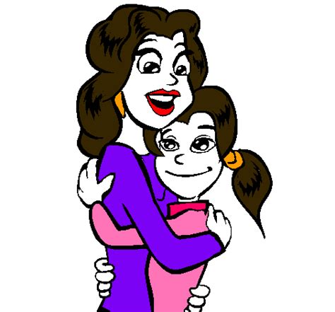 Dibujo De Madre E Hija Abrazadas Pintado Por Unidas En El