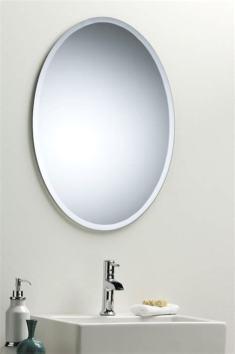 Bathroom Wall Mirror Modern Stylish Oval With Bevel Frameless Plain Ebay