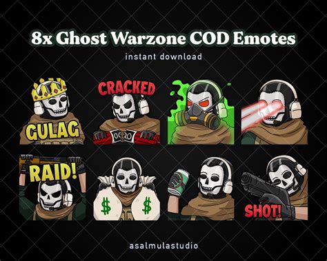8x Ghost Warzone Cod Twitch Emotes Pack Kawaii Emotes Cute Etsy