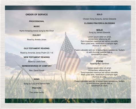 8 Page Military Funeral Program Template Funeral Templates