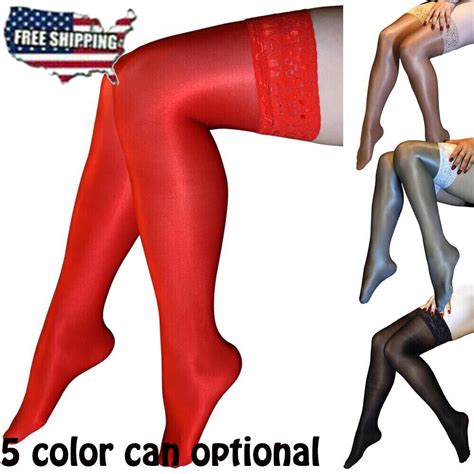 Sexy Women S D Oil Glossy Stockings Shiny Satin Non Slip Stockings Pantyhose Ebay