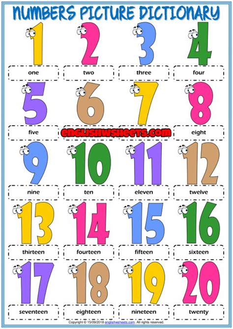 Numbers Vocabulary Esl Printable Picture Dictionary For Kids Ordinal
