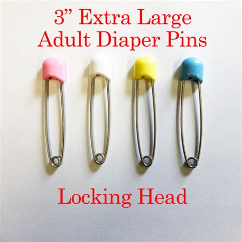 Adult Diaper Pins 3 Inch Extra Large Locking Head Diaper Pins 2 Per