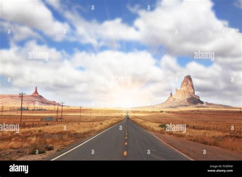 The American Highway In Monument Valley Stock Photo Alamy