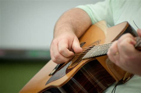 Acoustic Guitar Being Played By A Man Stock Image Image Of Musician