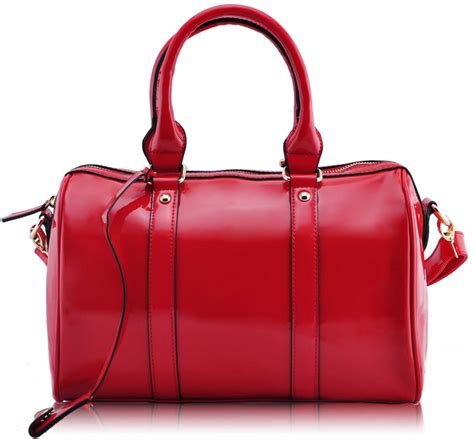 Wholesale Red Patent Barrel Handbag