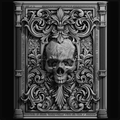 Bas Relief Skull 3d Stl Model For Cnc And 3d Printer 1929
