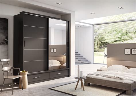 Conventional hinged wardrobes or with contemporary sliding doors, mirrors add functionality to wardrobe design. Aran Sliding Mirror Wardrobe 200cm - BigMickey.ie