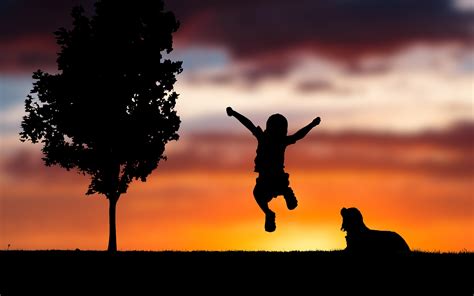 Sunset Happy Child Silhouette 4k Wallpapers Hd Wallpapers Id 24919