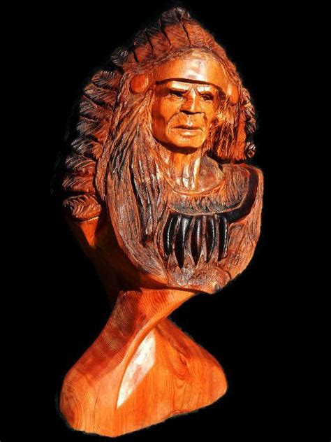 Chainsaw Carving Native American Bust Cedar 3 Feet Tall With Head